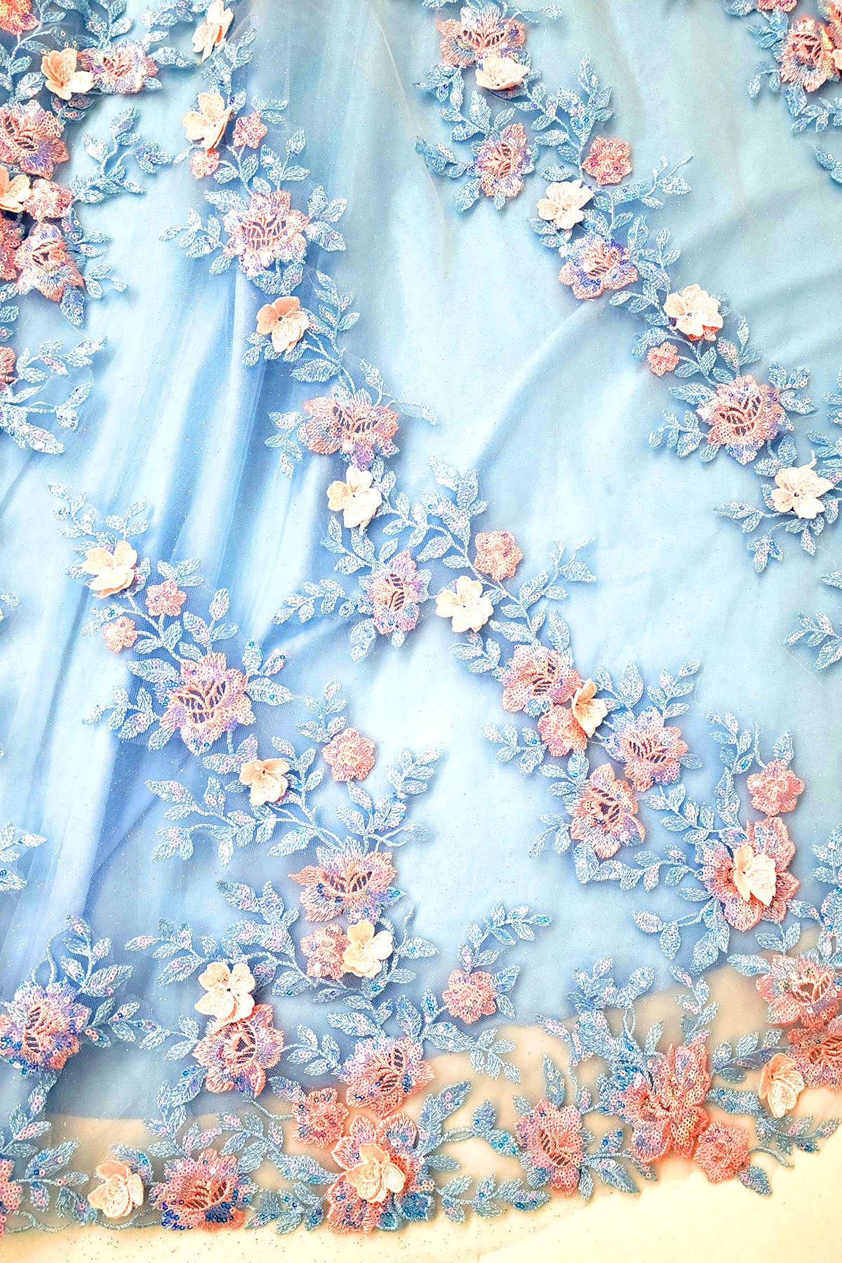 Baby Blue Quinceanera Dress With Pink Flowers and Cape CHF3117 for wholesale on Faire9