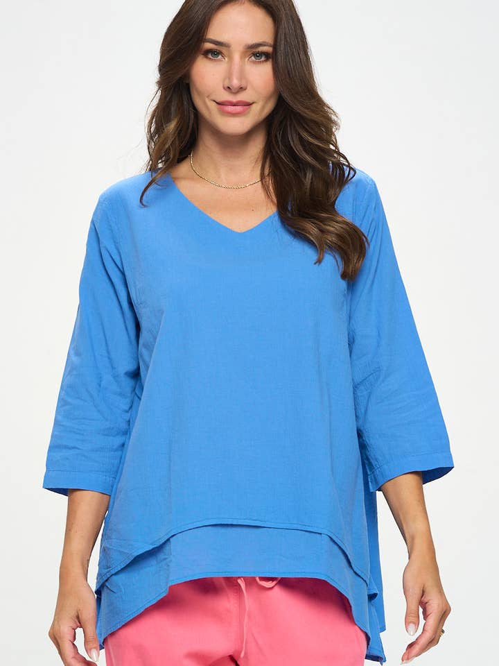 Tunica in voile di cotone - V320 per la vendita all'ingrosso da parte di Focus Fashion