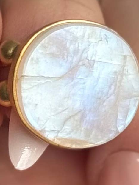 Rainbow Moonstone Cocktail 20mm Ring | GF | Adjustable for wholesale by WILYMI Jewelry Co