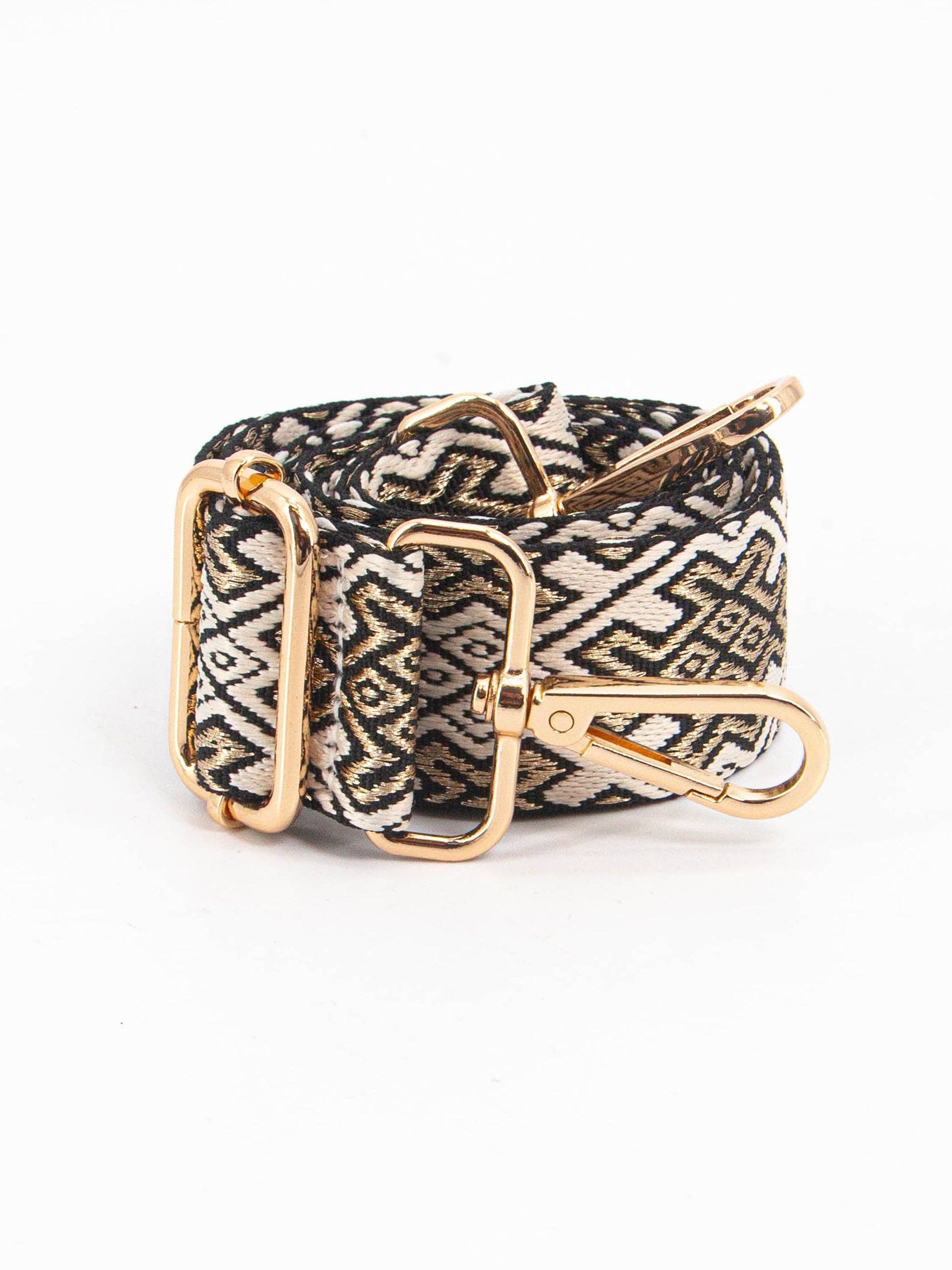 Sarta Accessories – Engroshandel Taskerem - Dame – Gerry Vævet Taskerem - Sort/Guld, Jacquard