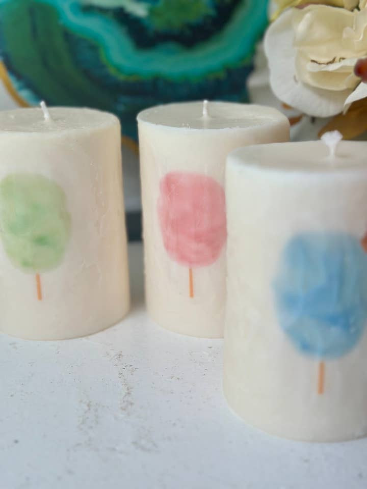 Set de velas Cotton Candy Pillar para venta al por mayor de Peaceful Vibes Essential