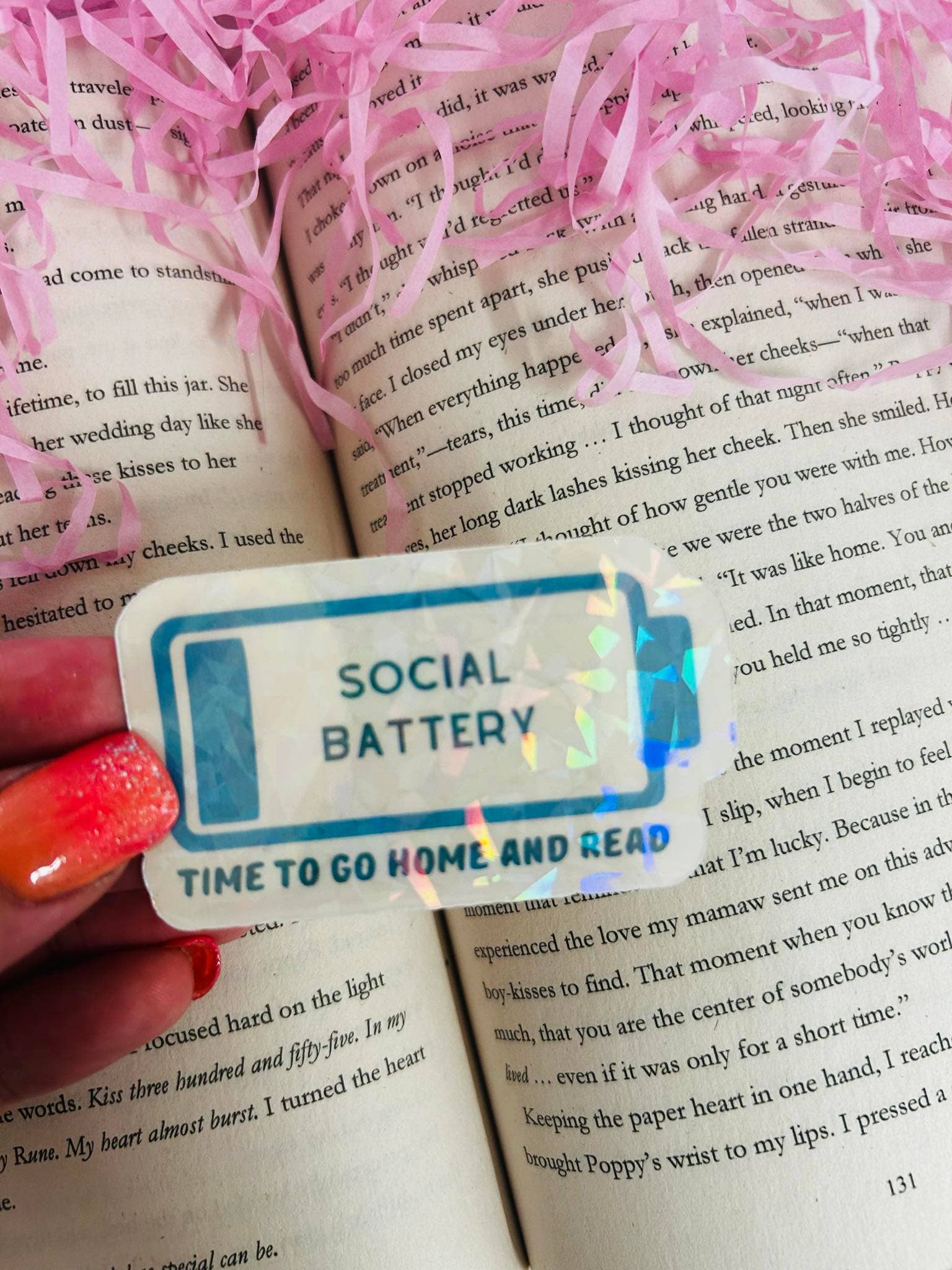 TheBookShack – wholesale Sticker – Social Battery holographic sticker6