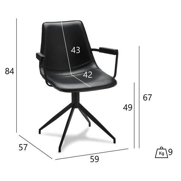 Ensemble de 2 chaises de salle à manger noires avec accoudoirs Isabel pour la vente par Furnhouse