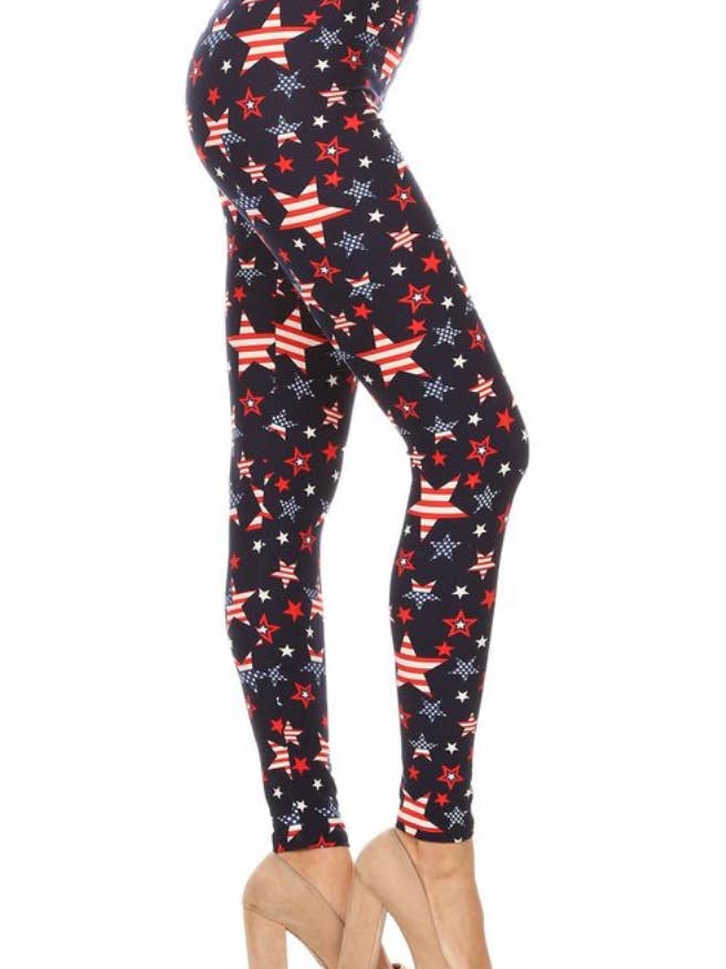 Amerikaanse vlag sterren print 3x5x EXTRA CURVY legging voor wholesale door Love 4 Leggings