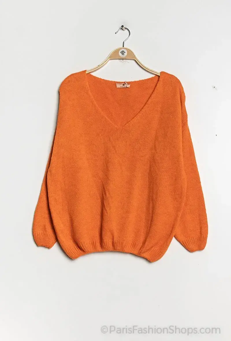 Mimi & Gogo - Vente Pull en maille – femme - Pull uni basique @20127_uni10