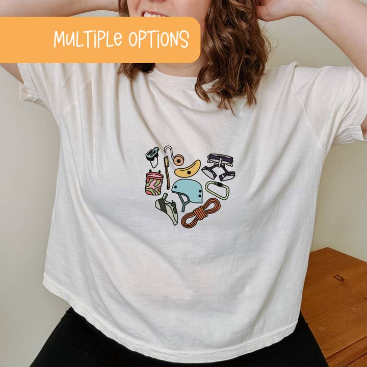 Rock Climbing Gear Heart Cropped Comfort Colors Tee for wholesale by The Holler Hippie