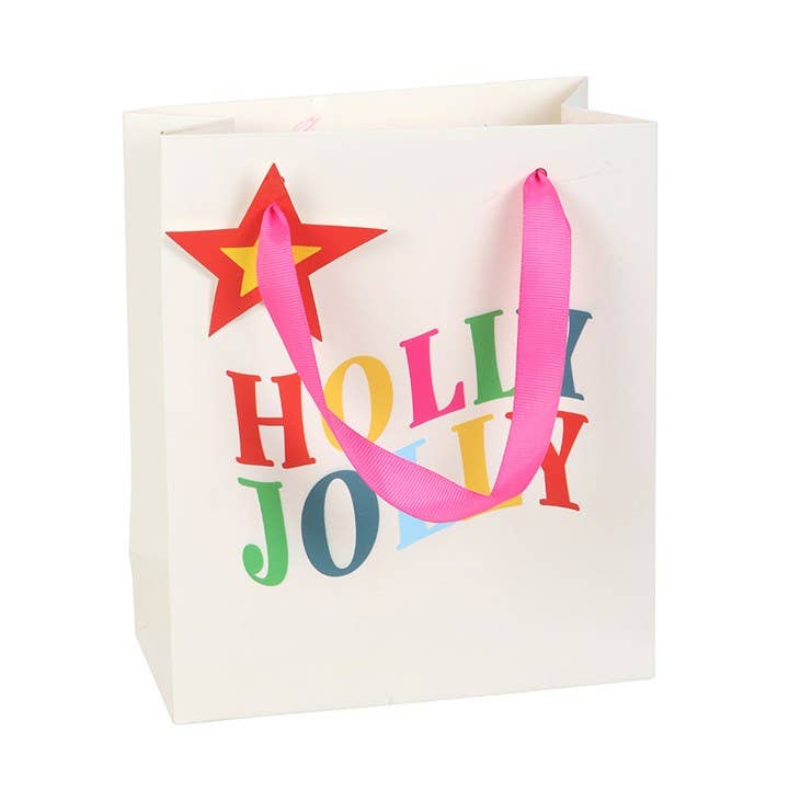 Something Different Wholesale - Wholesale Gift bag - 23cm Medium Holly Jolly Colourful Christmas Gift Bag1