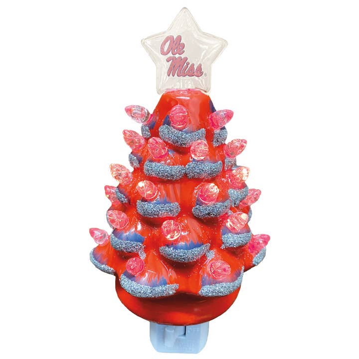 6.5" Ole Miss Xmas Tree Nite Lite for wholesale by Santa’s Workshop Inc.