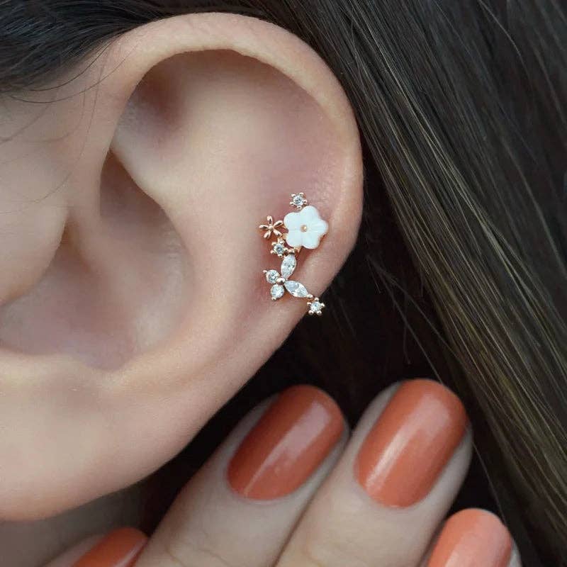 StockJWL - Wholesale Stud/Post Earrings - Magnolia Flower Earring, Earrings, Stud Earrings Stud  Piercing Helix Stud Cartilage Conch  Gold  Rose  Silver  Gift For Her9