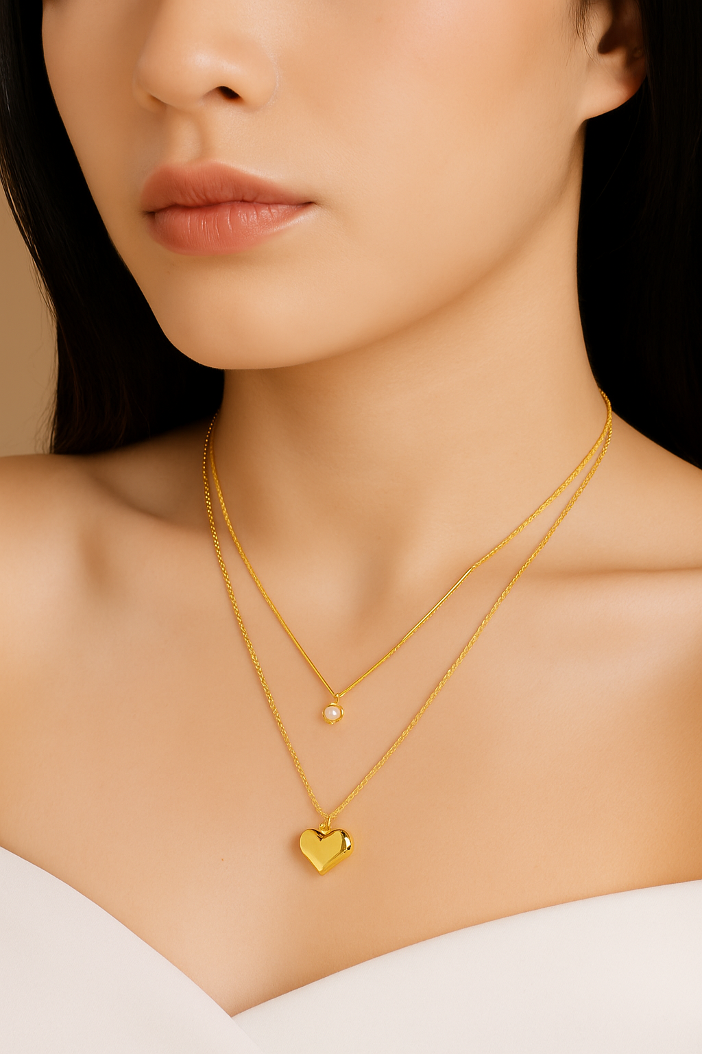 Gemscape UK – wholesale Link & chain necklace – Layered Gold Heart Pendant Necklace for Women – Dainty Gift2