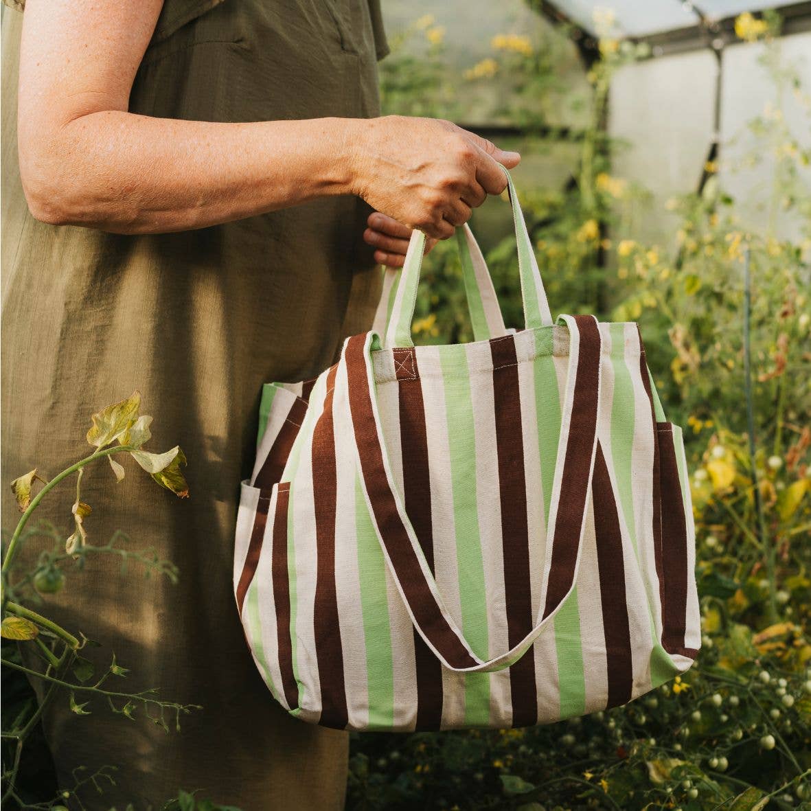 OMOM - Wholesale Grocery/Shopping Bag - Organic Tote LOW - Striped 2