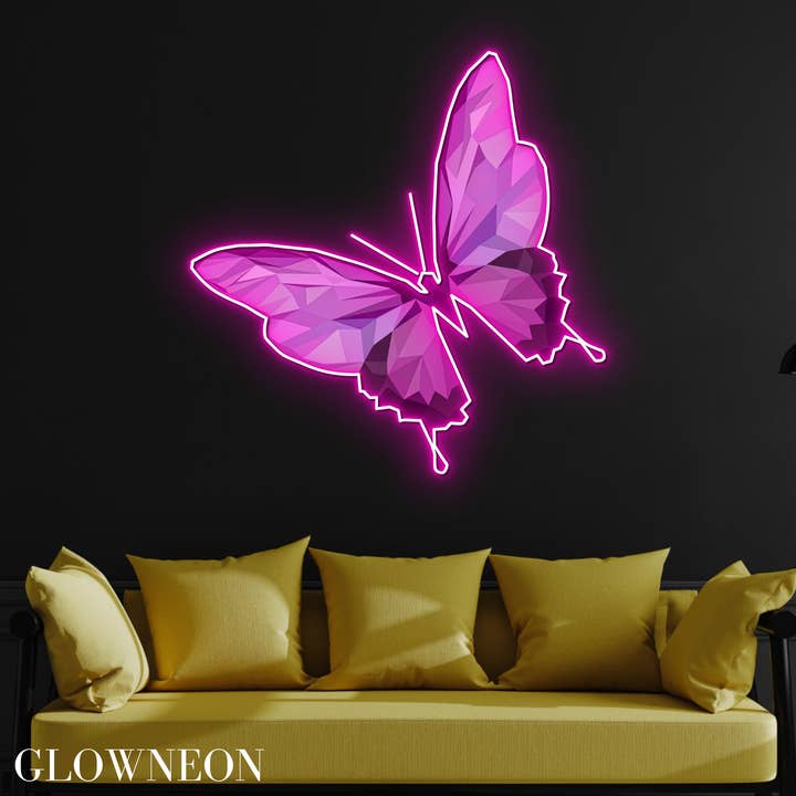 Glow Neon - Wholesale Neon Sign - Geometric Butterfly Pink Neon Acrylic, Decor Gifts For Mom3