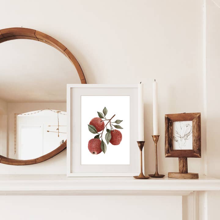 HeatherLucyJ Design - Wholesale Art Print - Red Apple Fruit Watercolour Art Print2