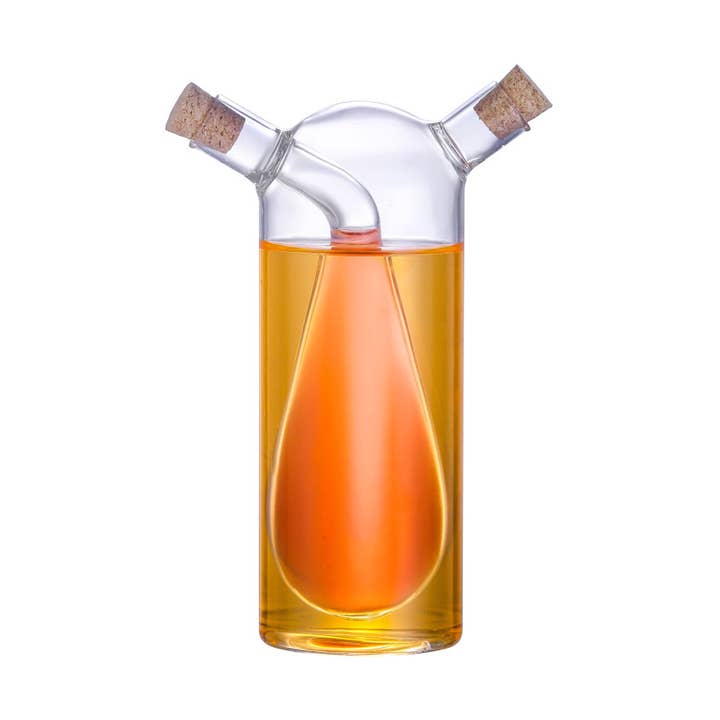 Glasolie- og eddikeflaske med 340 ml og 90 ml rum for engroshandel hos AULICA