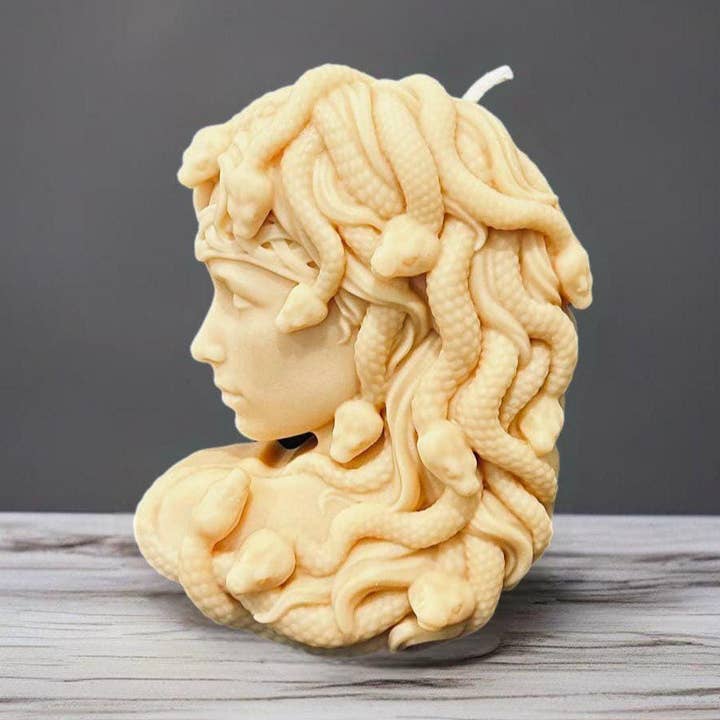 Medusa Sculptural Soy Wax Candle Handmade Goth Gift for wholesale by Karly’s Candles
