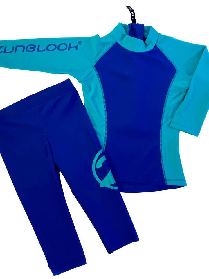 Zunblock Austria - Wholesale Rashguard Set - Kids - LS Top+3/4 leg unisex Zunblock UPF 50+