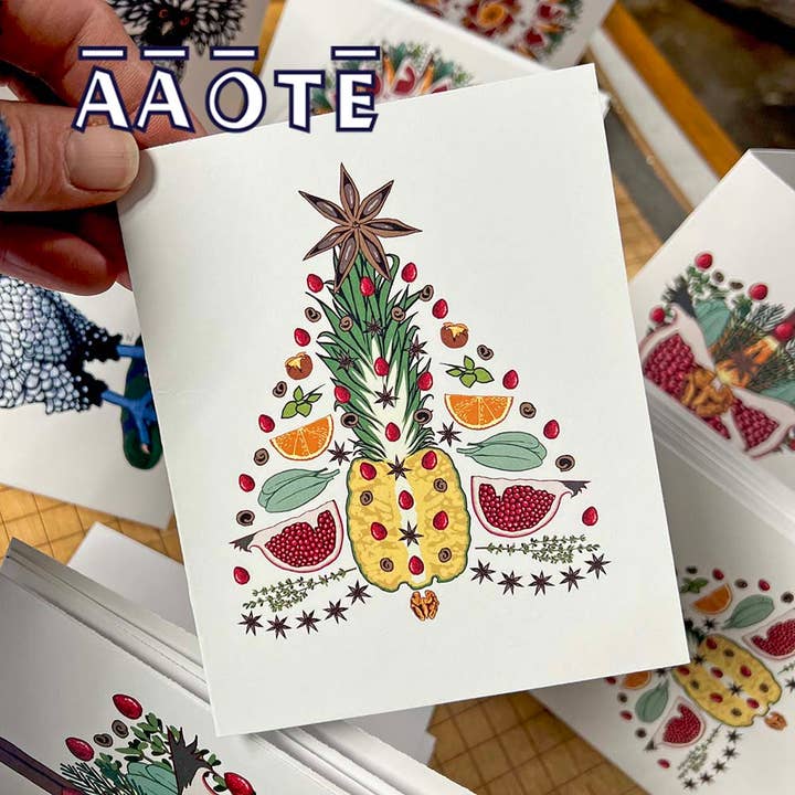 Christmas Tree, Holiday Dreidel Polish Chicken Greeting Card for wholesale by AAOTE