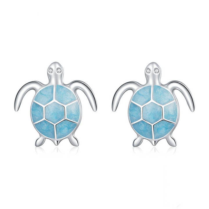 Perimade & Co. LLC - Wholesale Stud/Post Earrings - Blue Sea Turtle Stud Earrings in Solid Copper