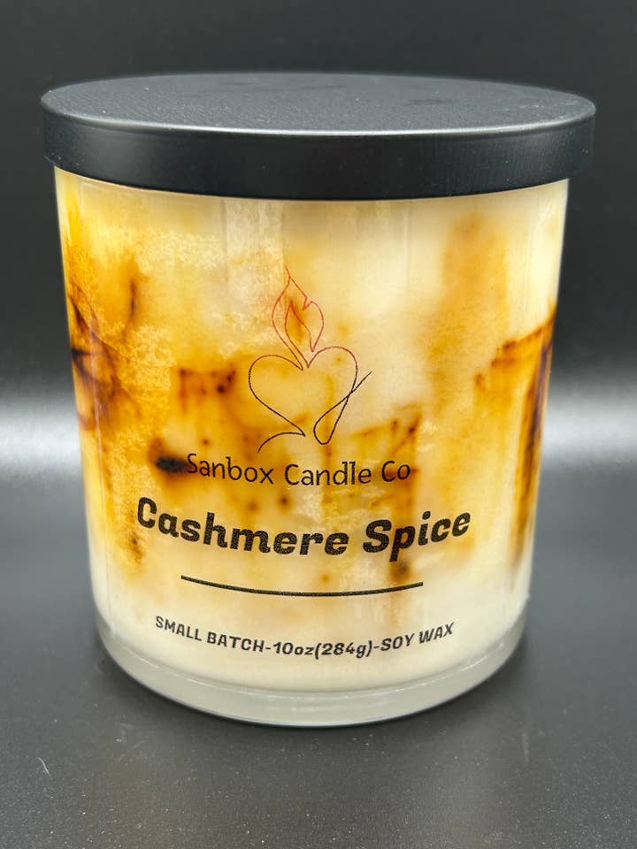 Cashmere Spice 10 ounce Soy Candle for wholesale by Sanbox Candle Co