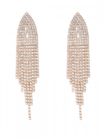 Boucles d'oreilles longues à pompons en strass pour mariage pour la vente par MYS Wholesale Inc