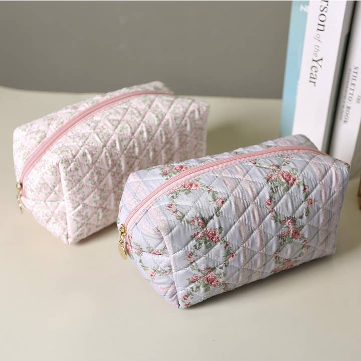 Assorted Quilted Floral Design Cosmetic Bags - TOSHA for wholesale on Faire