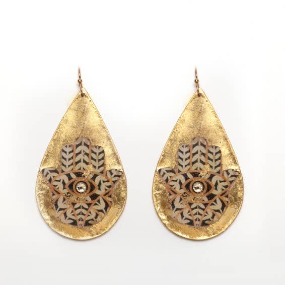 TEARDROP HAMSA EARRINGS for wholesale by Avenue Chic
