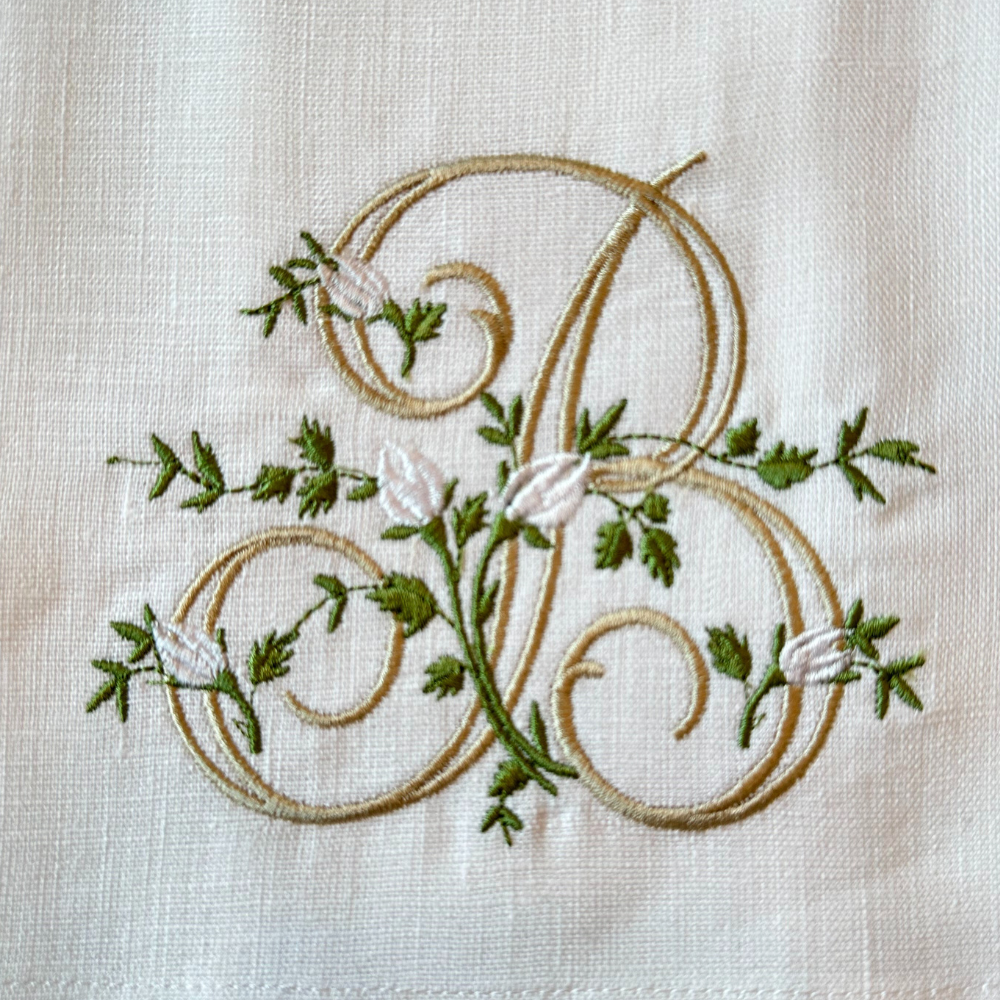 Arte Italica & Crown Linen Designs – Großhandel Geschirrtücher – Florales Monogramm-Handtuch - Neu1