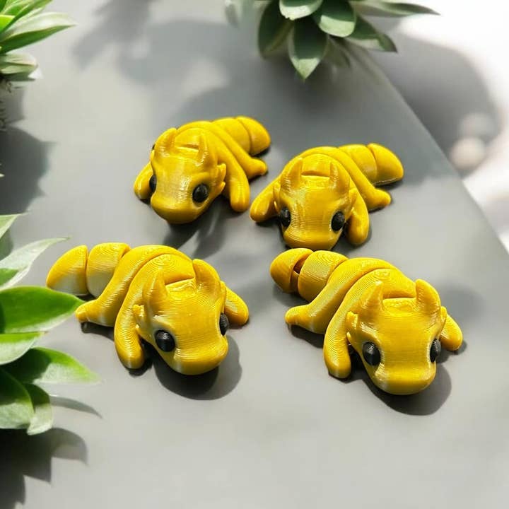 3D in Paradise - Wholesale Figurine Toy - Kids - Mini Gold Dragon fidget figurine figures 3D printed0