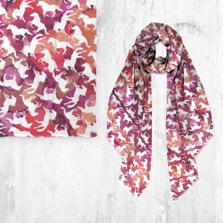 Pink Moscato Western Cowgirl Horses Vegan Silk Modal Scarf for wholesale by The Renaissance Rider