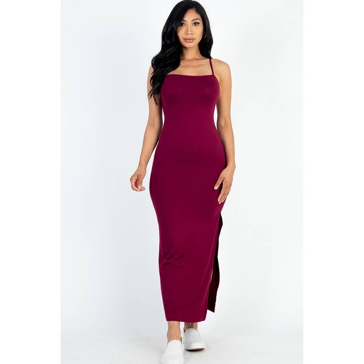 UP CLOTHING - Wholesale Dress - Women's - Crisscross Back Split Thigh Maxi Dress5