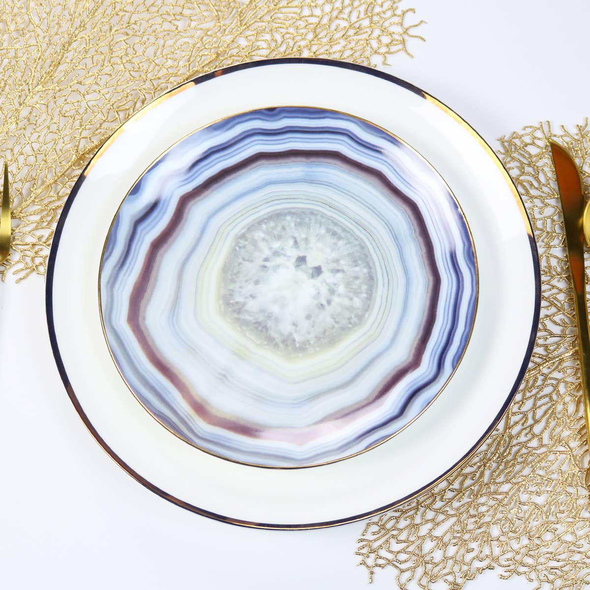 Little White Dish - Wholesale Salad Plate - Blue Agate Plate - Set of 40
