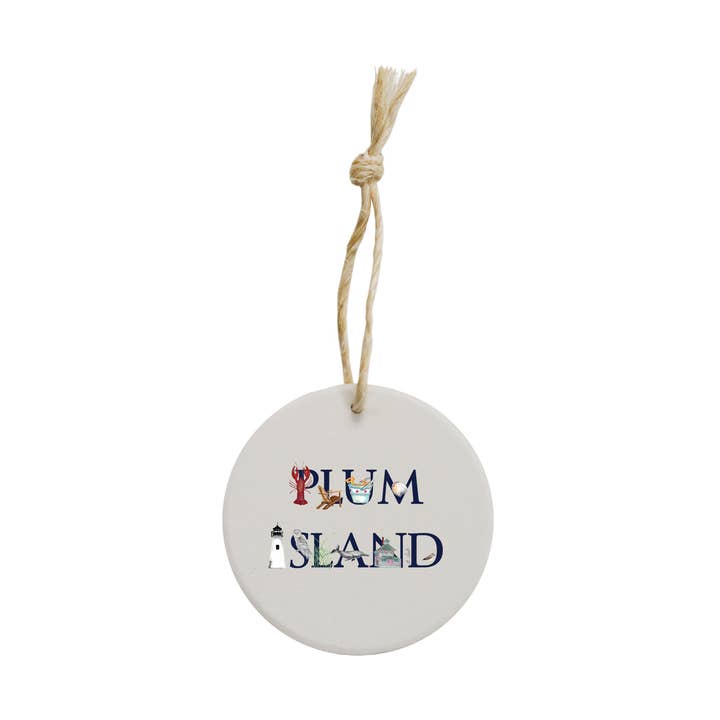 plum island ceramic ornament for wholesale by Tina Labadini Designs