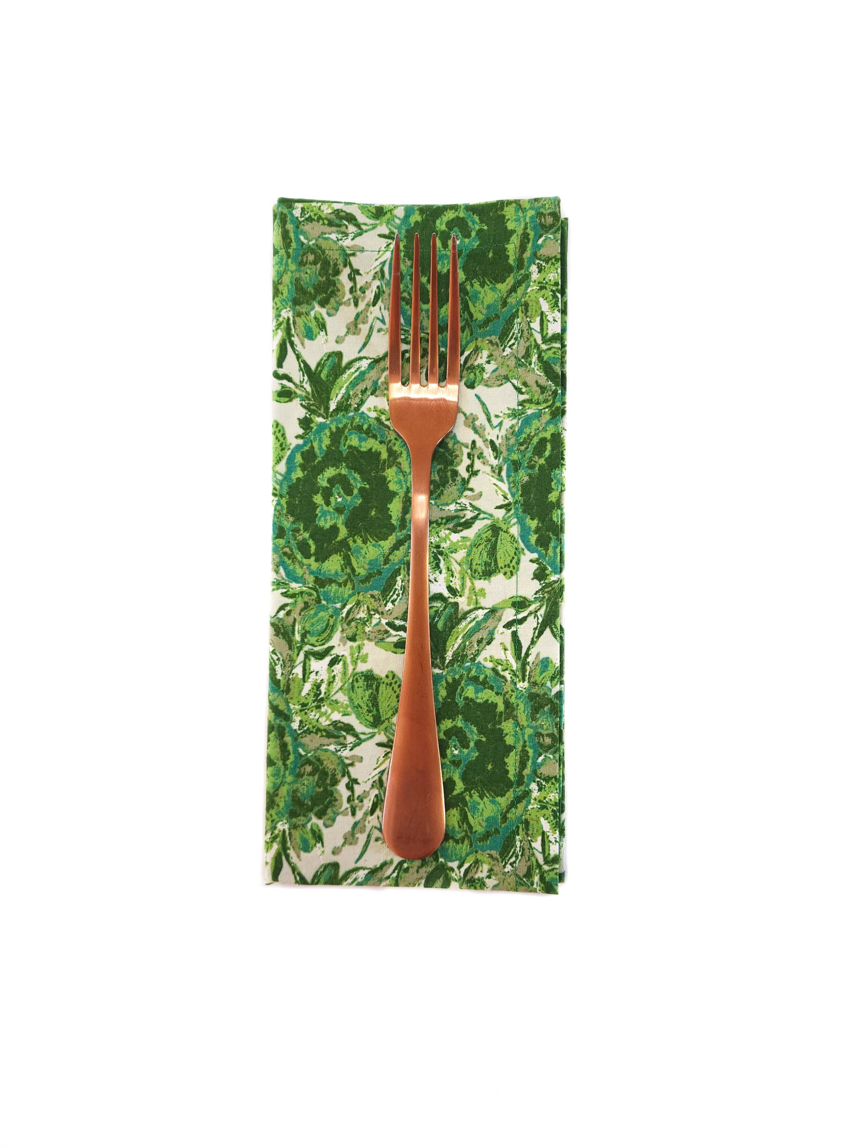90 West Linen Co. - Wholesale Dinner & Cloth Napkin - Maximalist Green Floral Cloth Napkins, Set of 41
