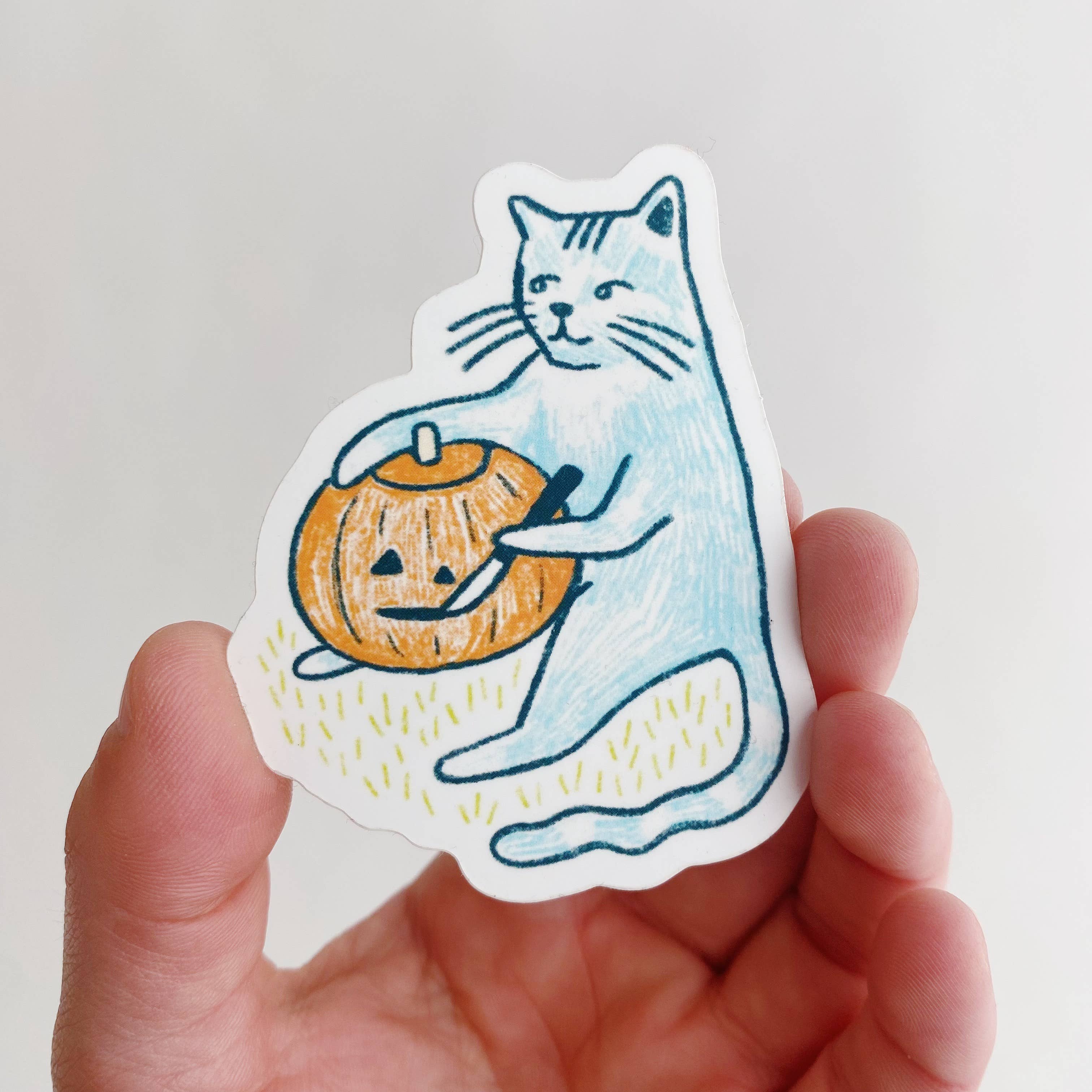 Allison Mckeen Art - Wholesale Sticker - sticker - pumpkin carving cat