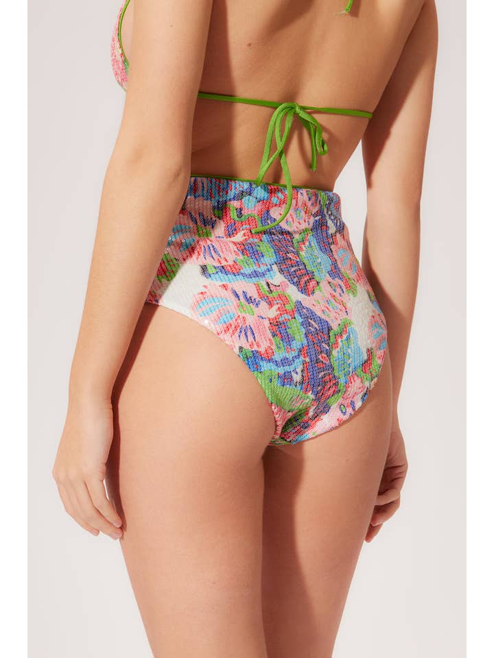 REMOVED BRAND - Vente Bas de maillot de bain – femme - Bas de bikini taille haute à sequins et fleurs