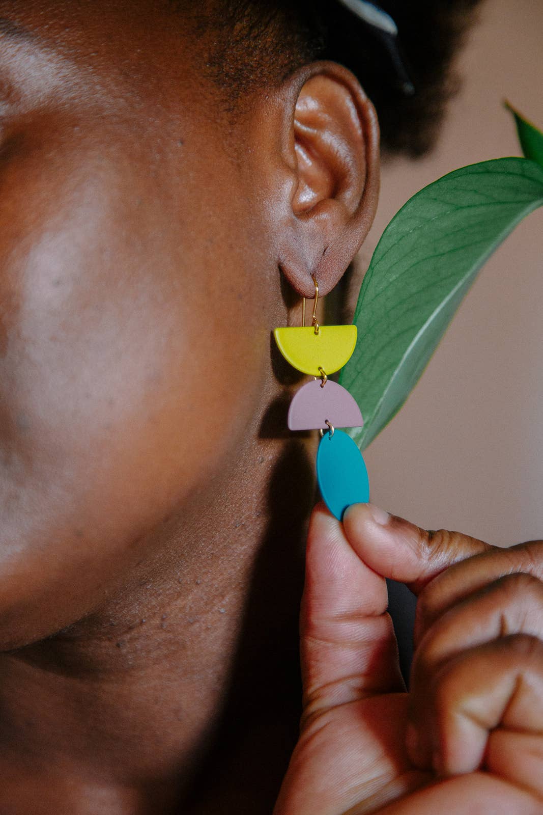 Copper Bee - Wholesale Dangle Earrings - Colour + Brass Block Statement Dangle Earrings2