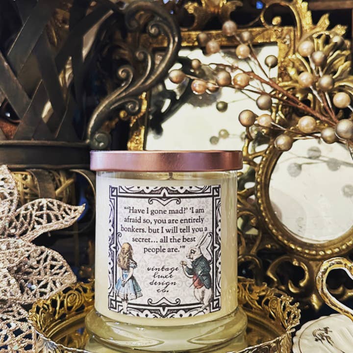 Vintage Luxe Design Co. - Wholesale Jar/Filled Candle - White Rabbit Alice Wonderland 10 Oz Soy Candle Strawberry4