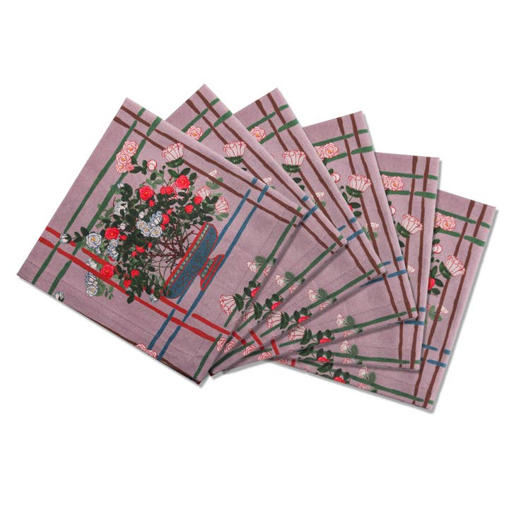 6 Napkins La Vie en Rose Offcut Version for wholesale by Sophie Williamson Design
