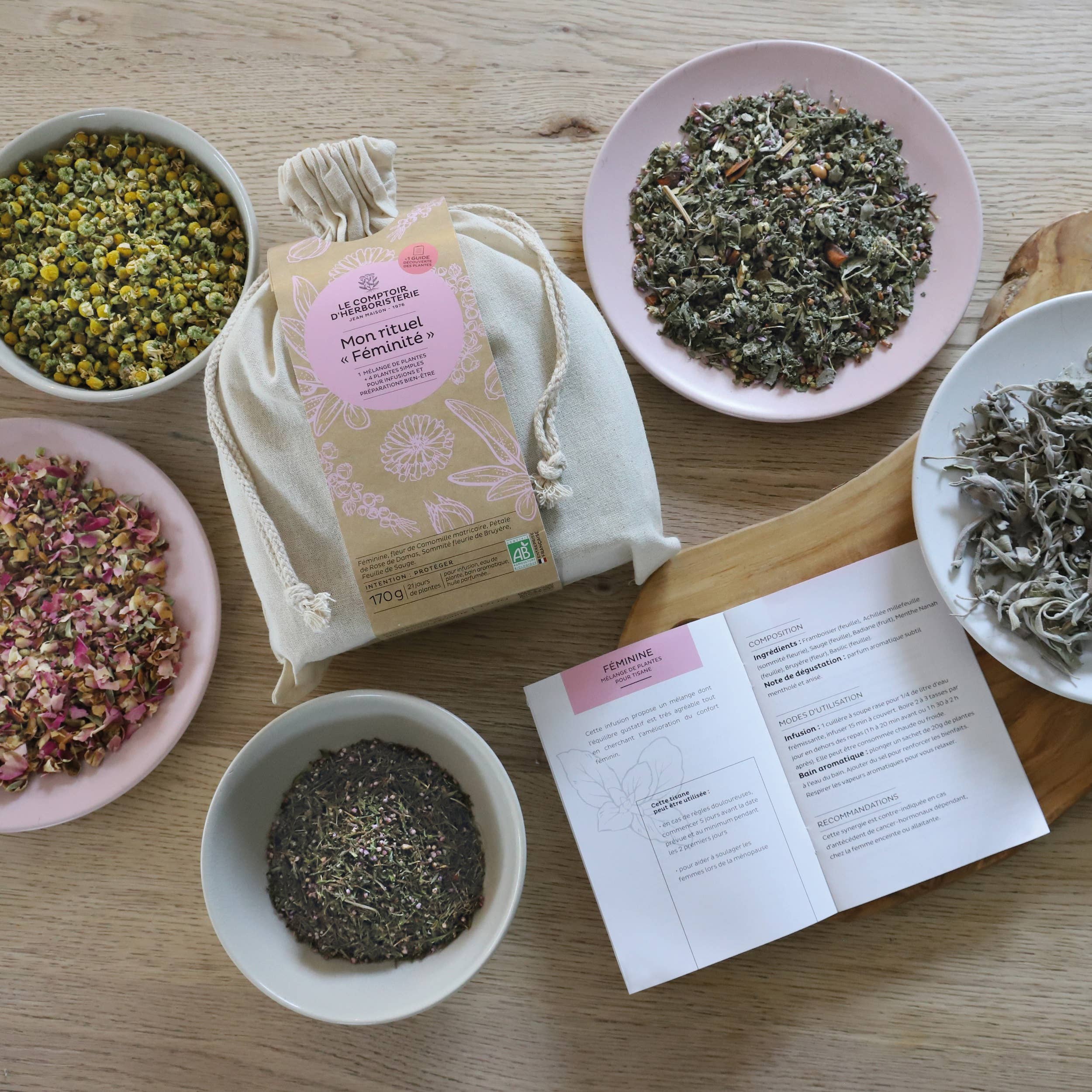 LE COMPTOIR D'HERBORISTERIE - Vendita all'ingrosso Tisane salutari e depurative - Rituale Biologico « Femminilità » 170 g con Guida alla Scoperta2