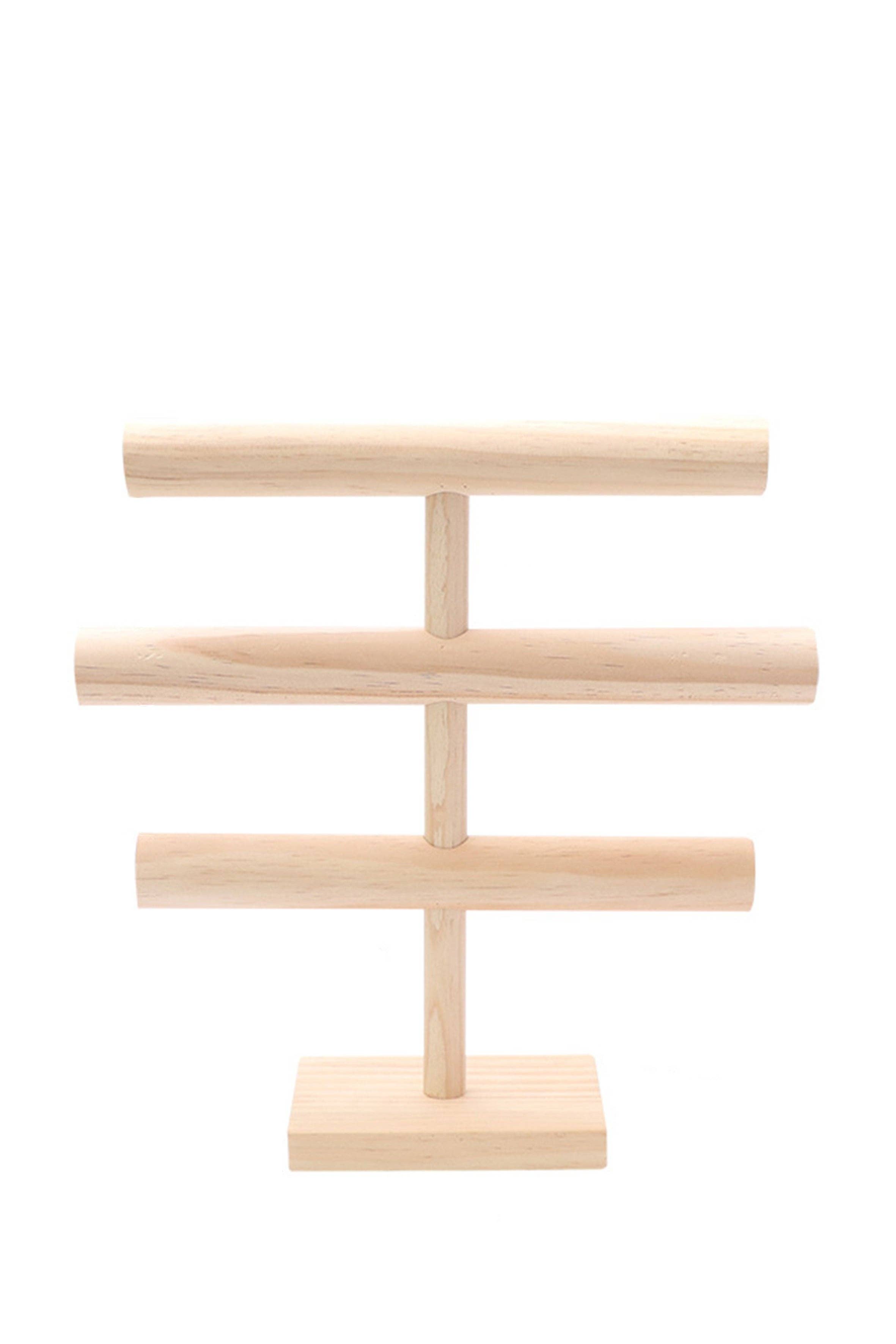 Beige Vertical Three-layer Bracelet Wooden Display W1832 for wholesale on Faire0