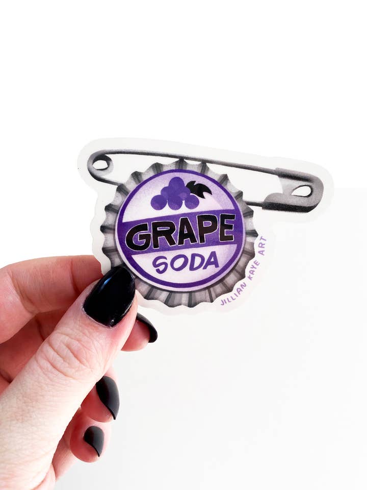 Ellie Pin Bottle Cap Transparent Vinyl 3" Sticker for wholesale by Jillian Kaye Art