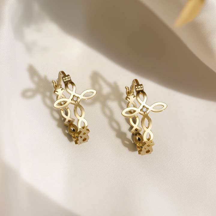Vanimy Jewelry - Wholesale Hoop Earrings - Divine Harmony Ichthys Cross Faith Protection Hoop Earrings2