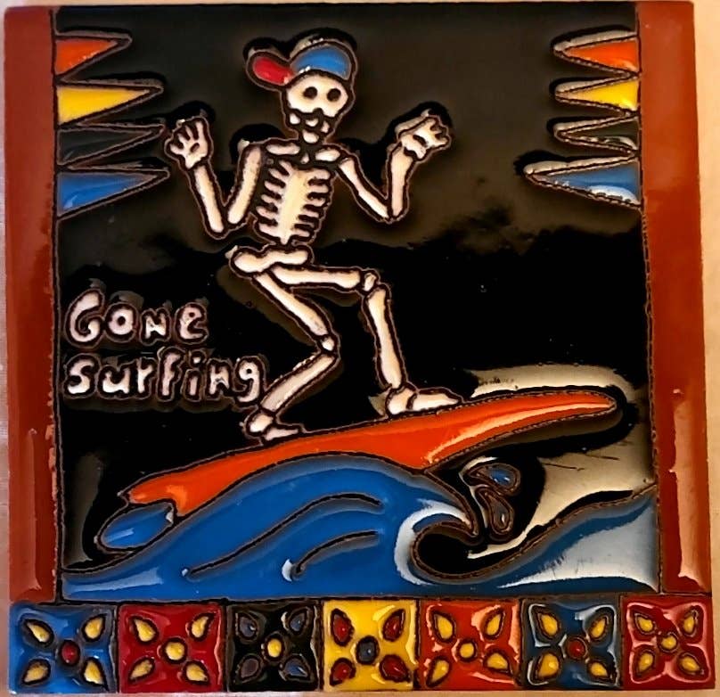 Arara Enterprises - Wholesale Wall Tile - TD-46 Skeleton Gone Surfing Wall Tile0
