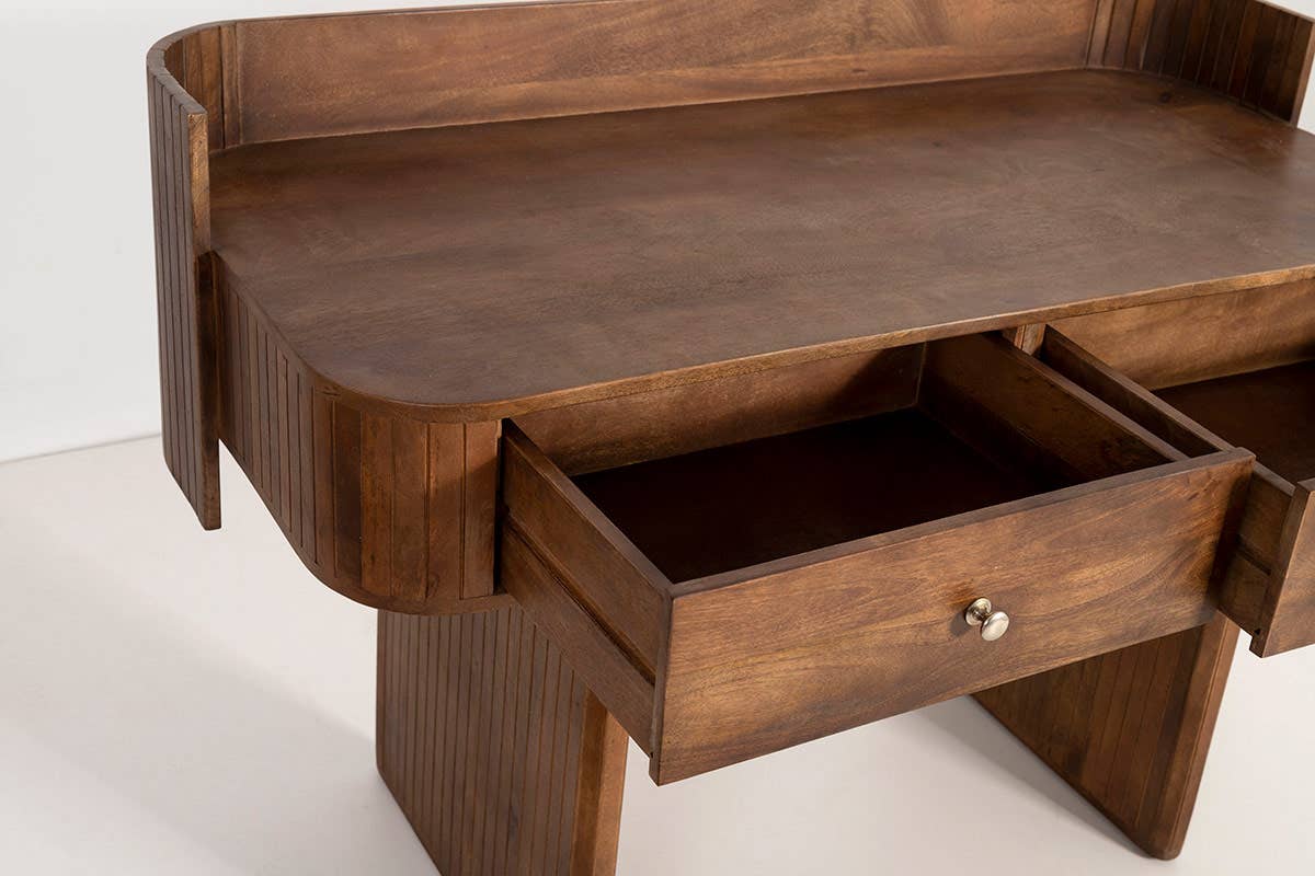 Gdeco - Wholesale Console tafel - Bureau van mangohout met 2 lades, 130 x 60 x 90 cm3