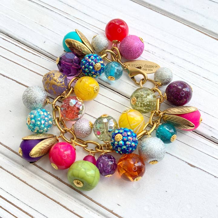 Lenora Dame - Wholesale Charm/Dangle Bracelet - Colorful Beaded Charm Bracelet