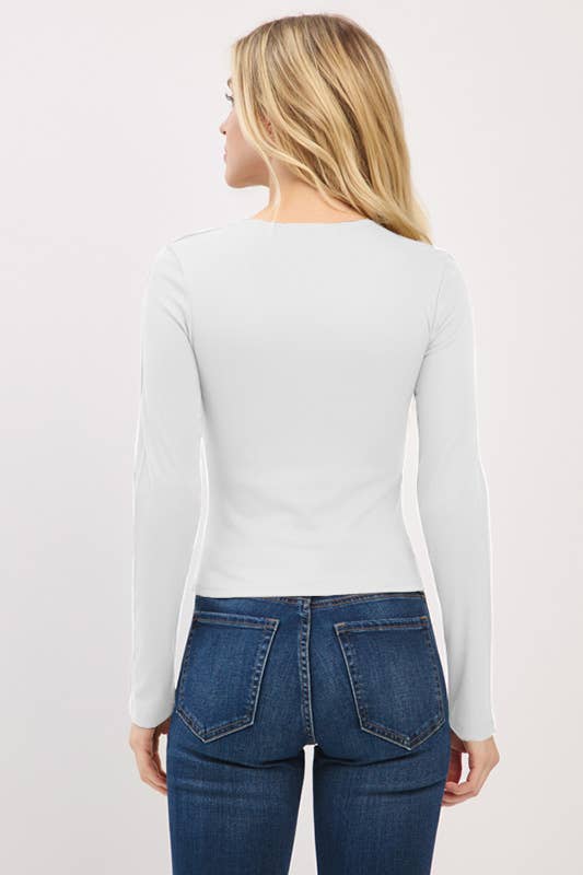 Heart & Hips - Wholesale Knit Top - Women's - RT56762L - FRONT DOUBLE LAYERED CREW NK LONG SLV TOP14