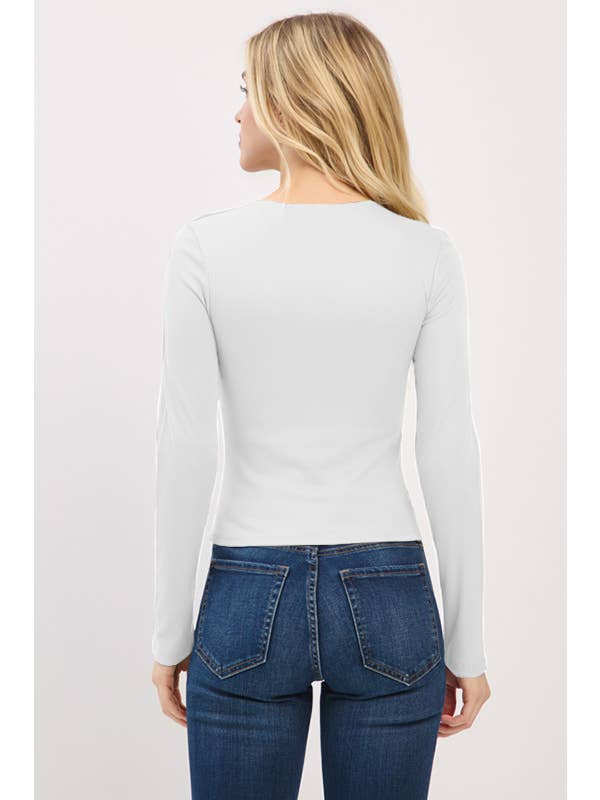 Heart & Hips - Wholesale Knit Top - Women's - RT56762L - FRONT DOUBLE LAYERED CREW NK LONG SLV TOP14