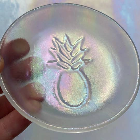 Pineapple Fused Glass Ring Dish, Jewelry dish for wholesale by Lilikoi Art Studio