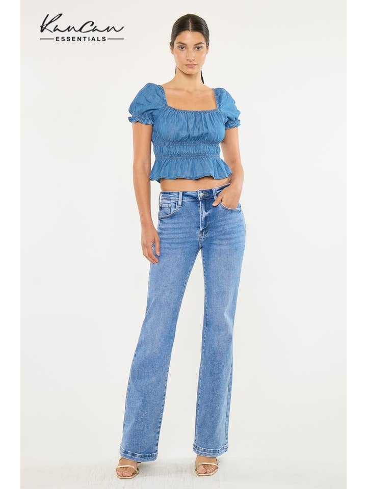 MEDIUM OPEN PACK HIGH RISE WIDE LEG FLARE-KC20024M for wholesale on Faire