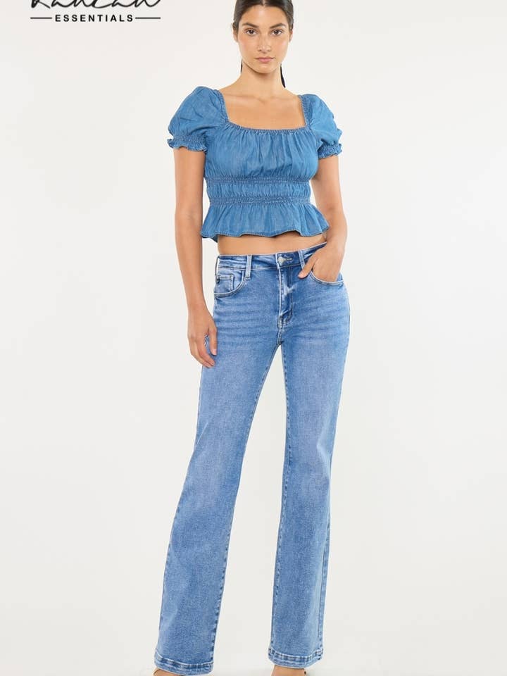 OPEN PACK HIGH RISE WIDE LEG FLARE JEANS-KC20024M for wholesale by Kan Can USA